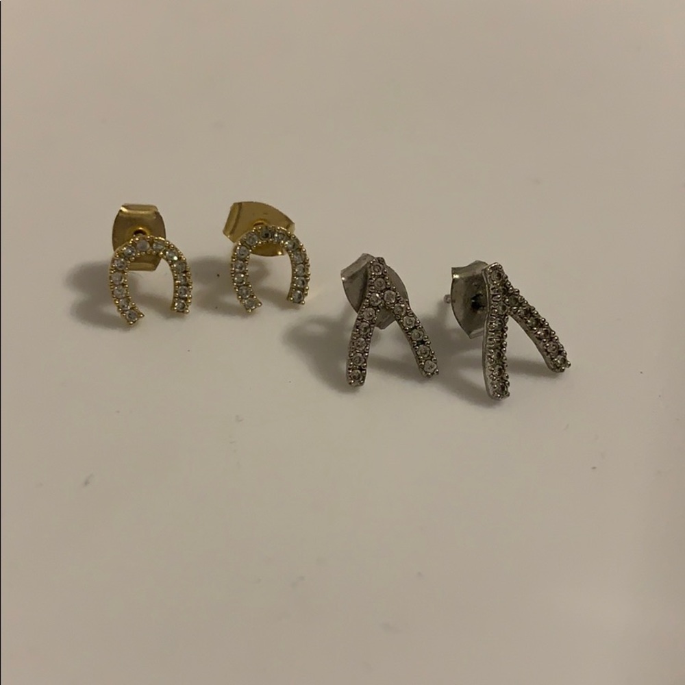 Anthropologie wishbone and horseshoe earrings